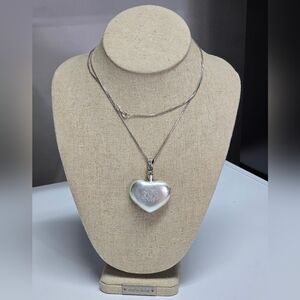 Sterling Silver Heart Perfume Bottle Pendant w/Monogram Necklace